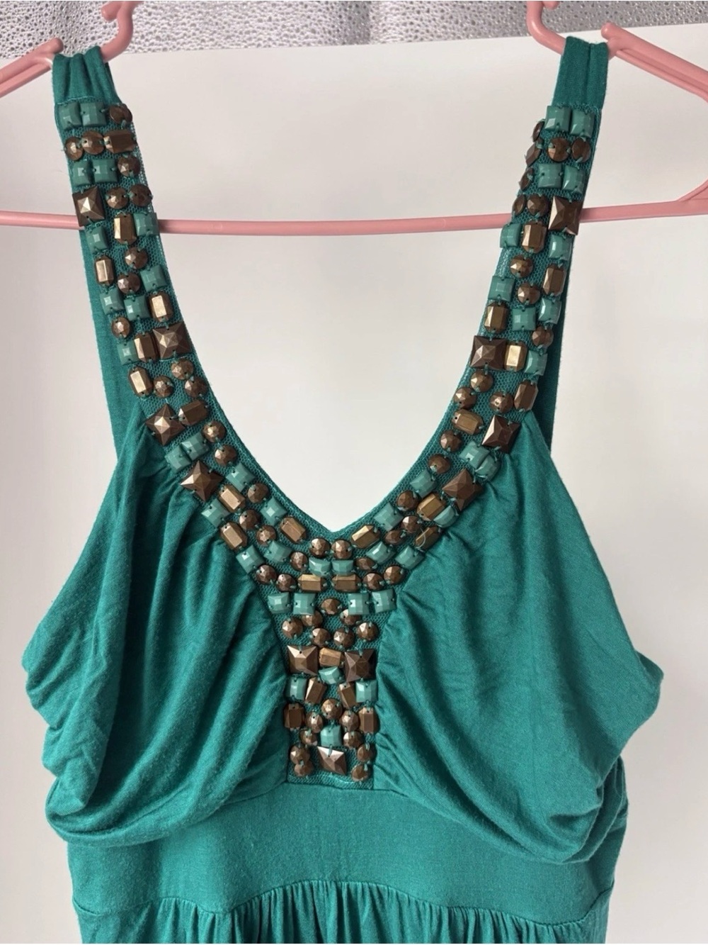 Soprano Teal One-Shoulder Beaded Dress - Picture 2 of 4